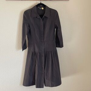 Per Se Silk Blend Midi Shirt Dress 8 Button Front Grey Quiet Luxury Old Money